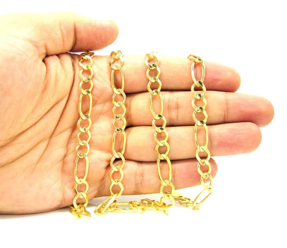 10K Yellow Gold 8mm Solid Figaro Link Chain