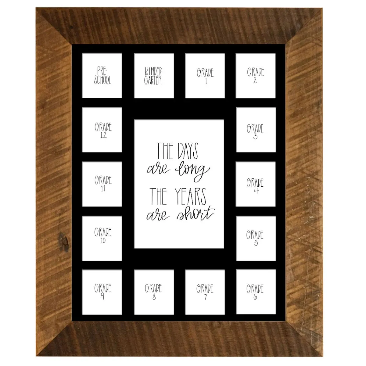 11x14 Barnwood School Picture Frame, Black Mat