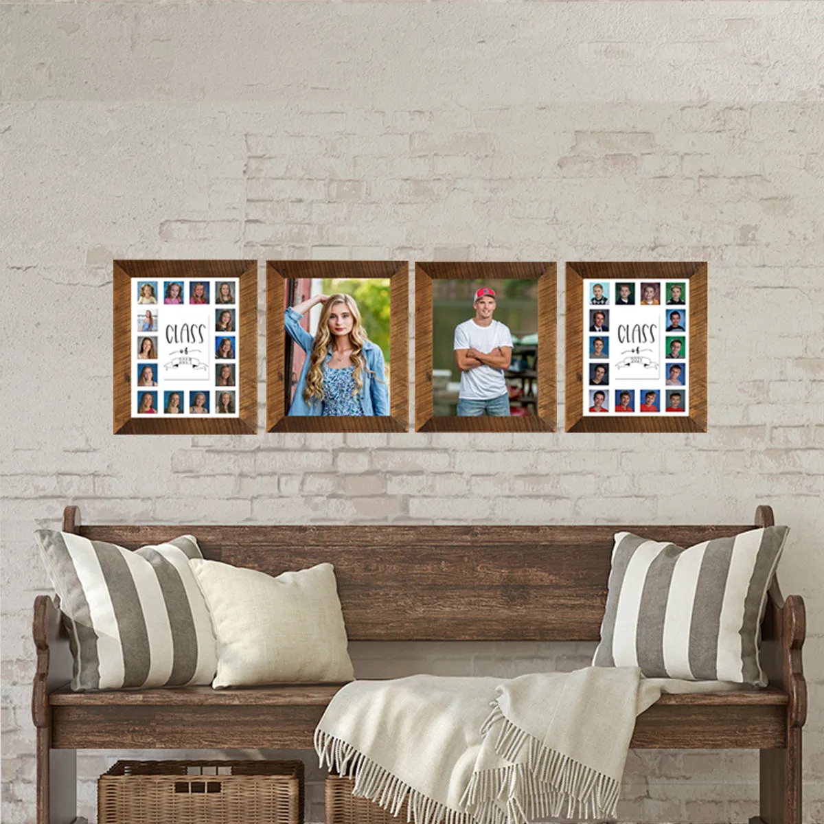 11x14 Barnwood School Picture Frame, Black Mat