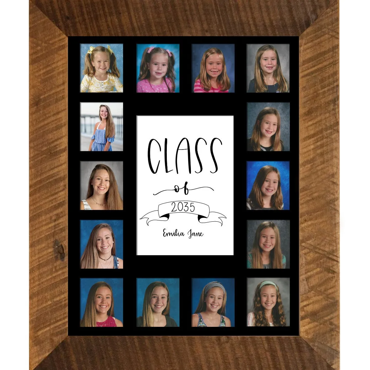 11x14 Barnwood School Picture Frame, Black Mat