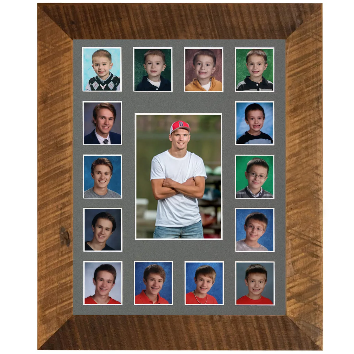 11x14 Barnwood School Picture Frame, Grey Mat