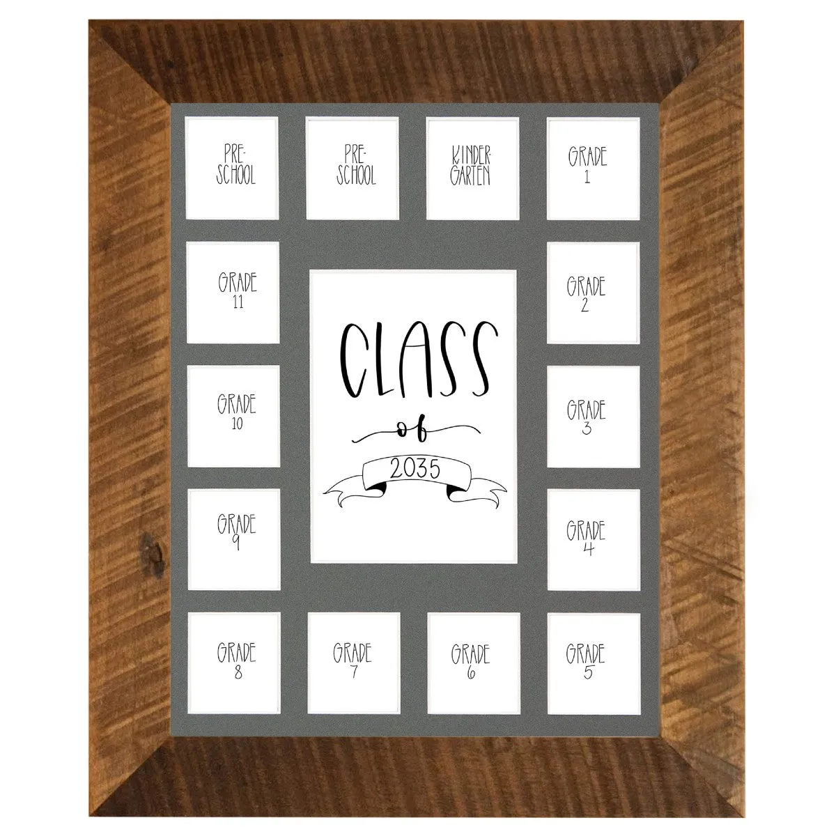 11x14 Barnwood School Picture Frame, Grey Mat
