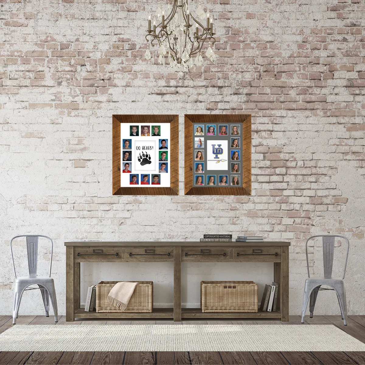 11x14 Barnwood School Picture Frame, Grey Mat