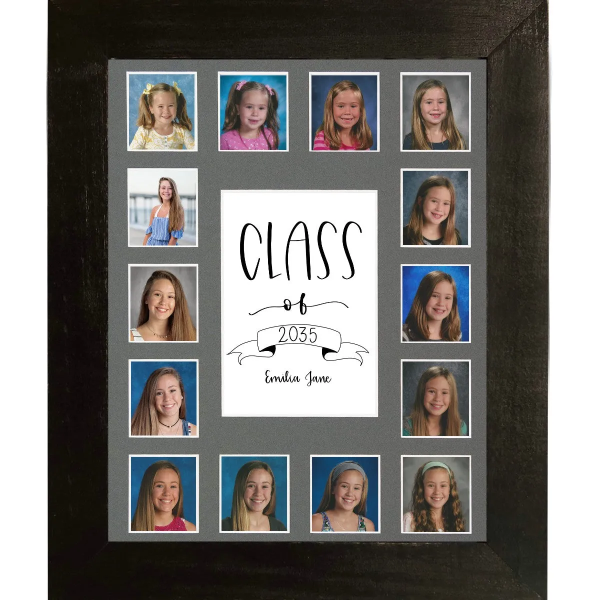 11x14 Black School Picture Frame, Grey Mat