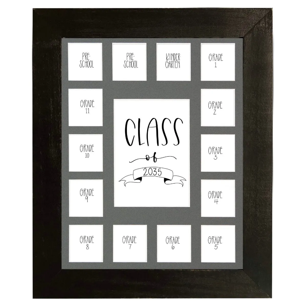 11x14 Black School Picture Frame, Grey Mat