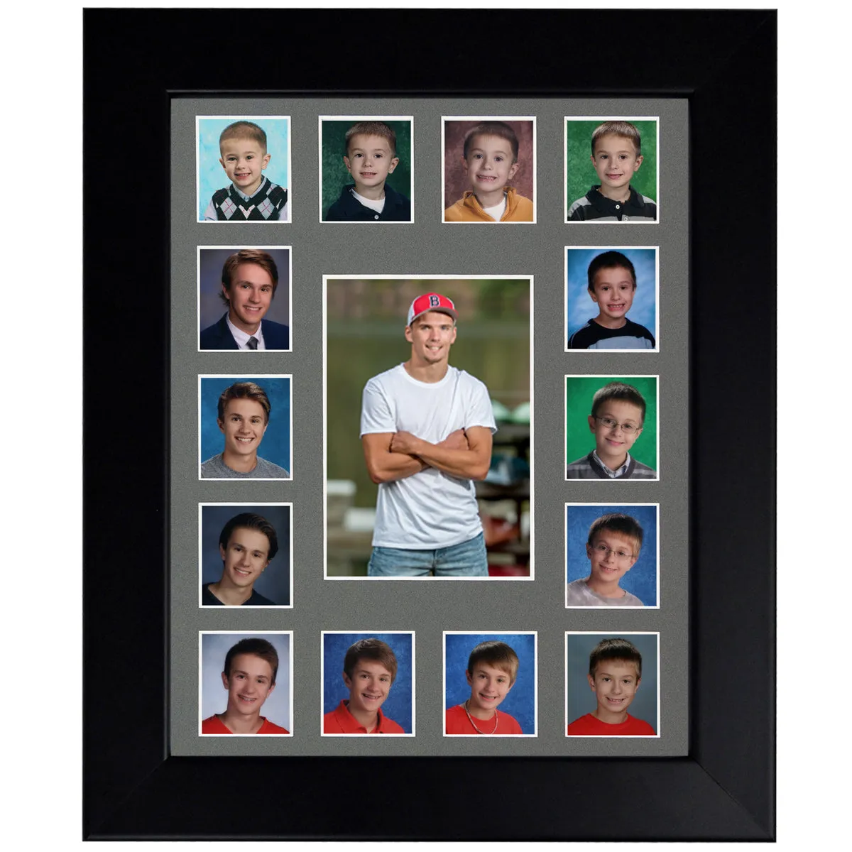 11x14 Black School Picture Frame, Grey Mat