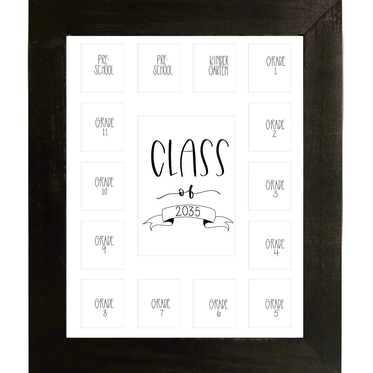 11x14 Black School Picture Frame, White Mat
