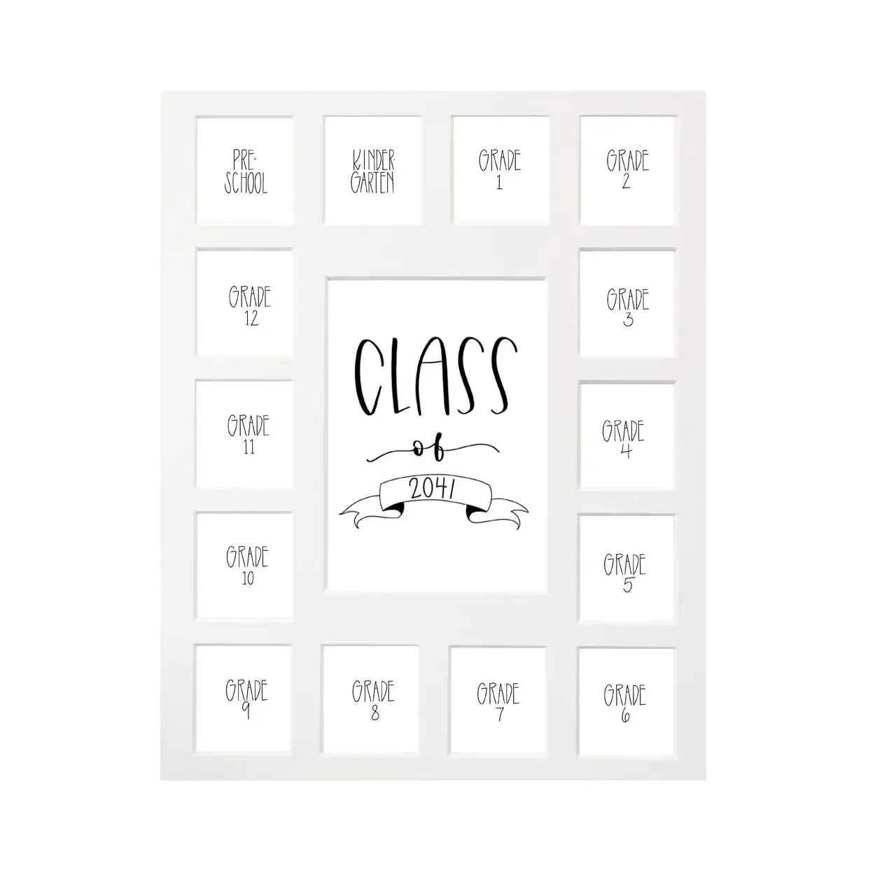 11x14 Black School Picture Frame, White Mat