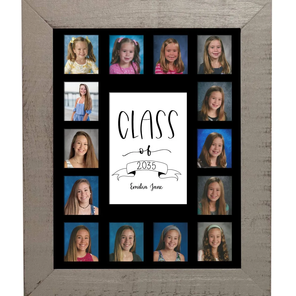11x14 Grey School Picture Frame, Black Mat