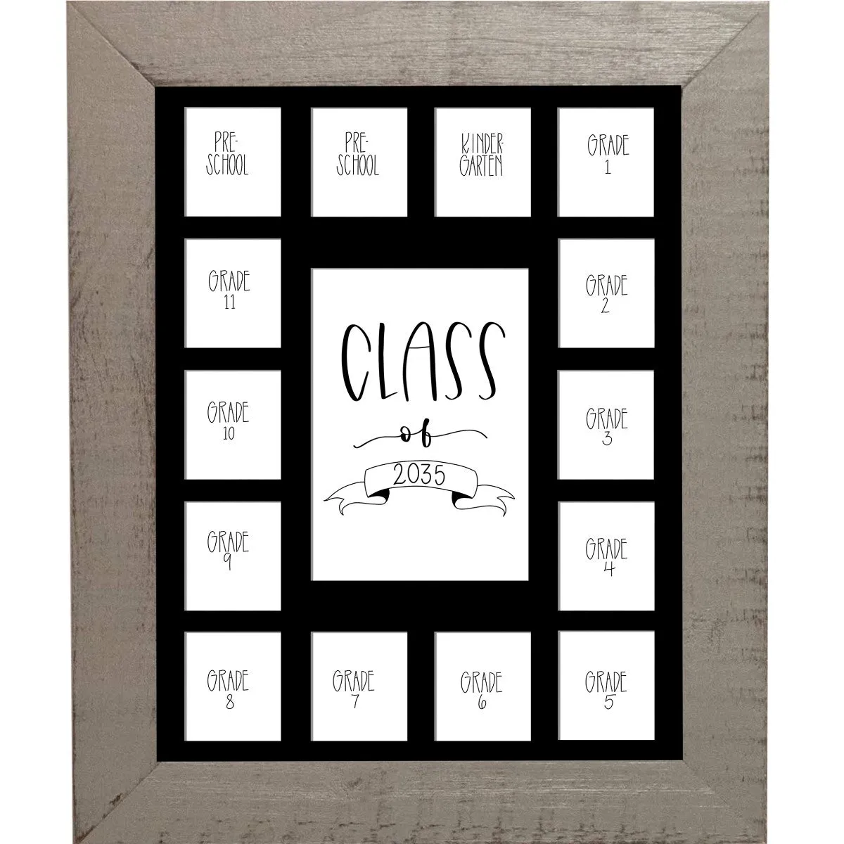 11x14 Grey School Picture Frame, Black Mat