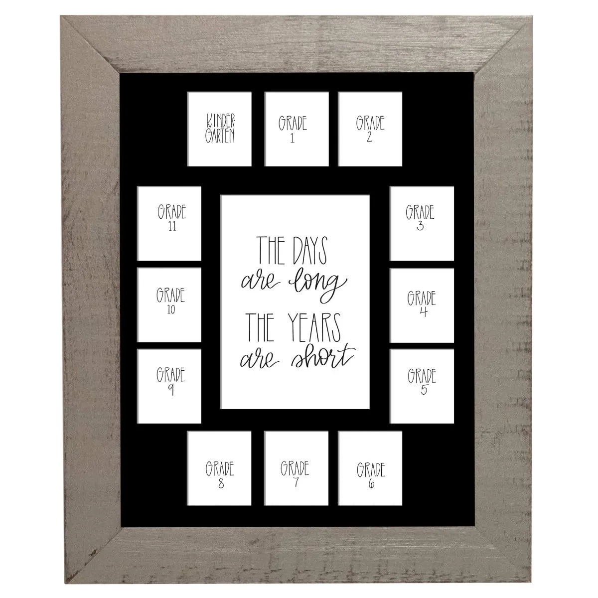 11x14 Grey School Picture Frame, Black Mat