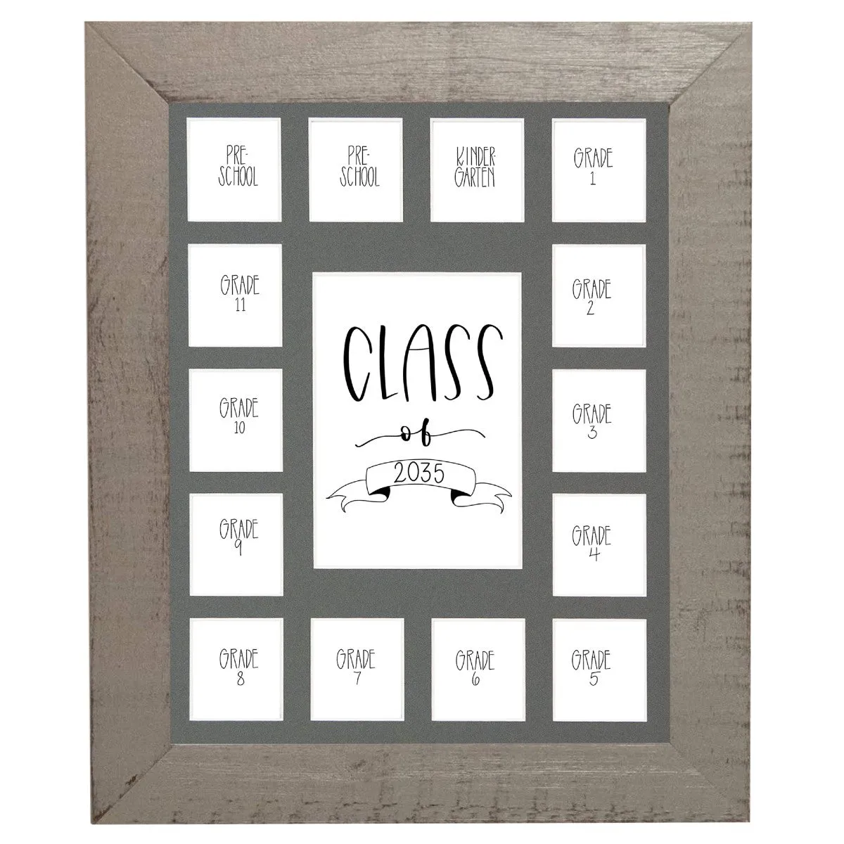 11x14 Grey School Picture Frame, Grey Mat