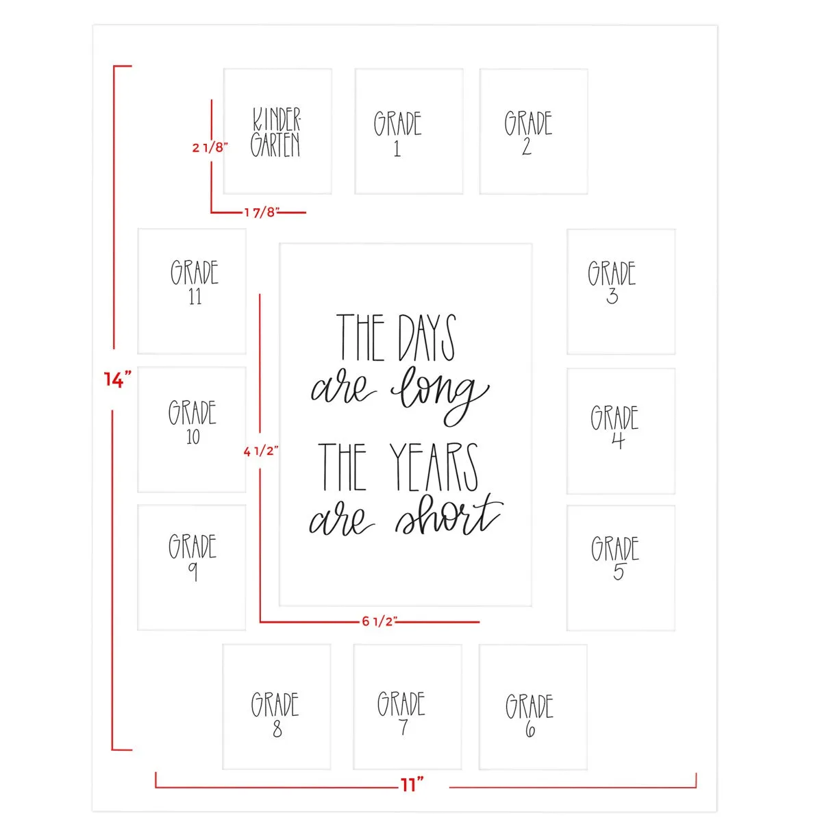 11x14 Grey School Picture Frame, Grey Mat