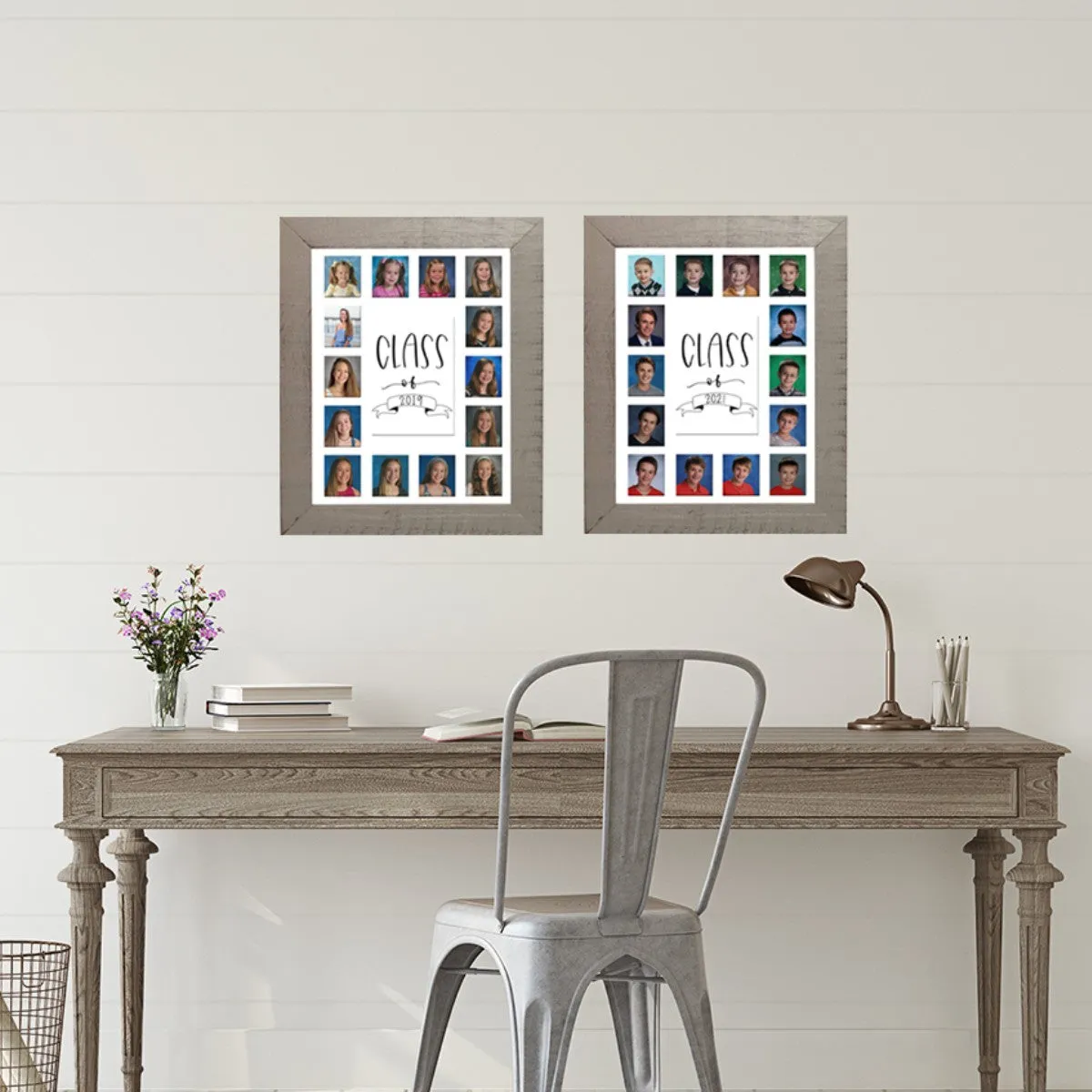11x14 Grey School Picture Frame, Grey Mat