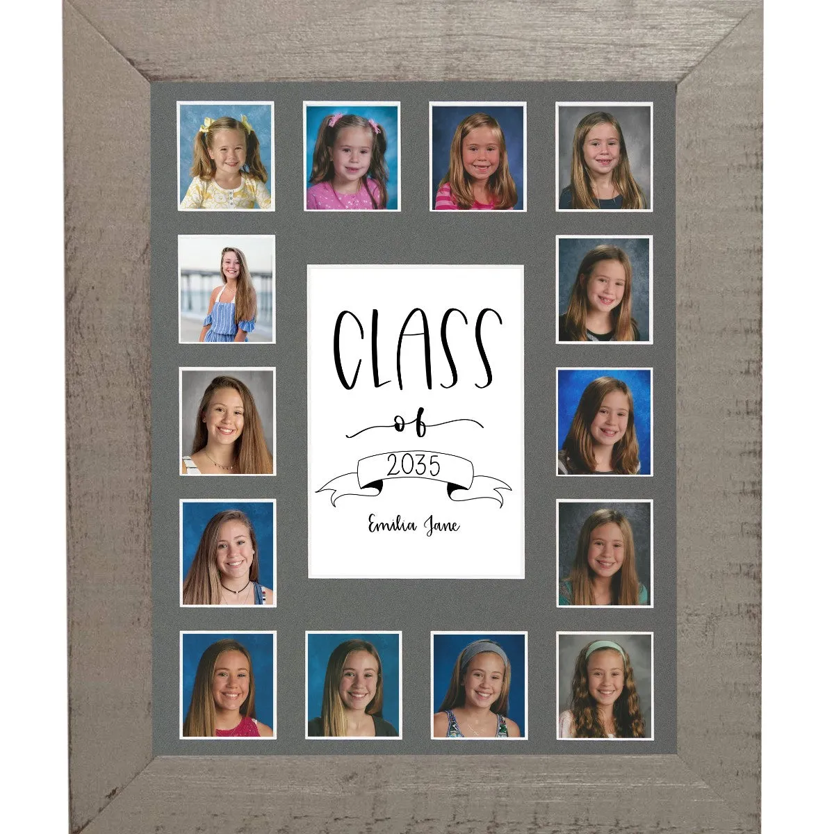 11x14 Grey School Picture Frame, Grey Mat