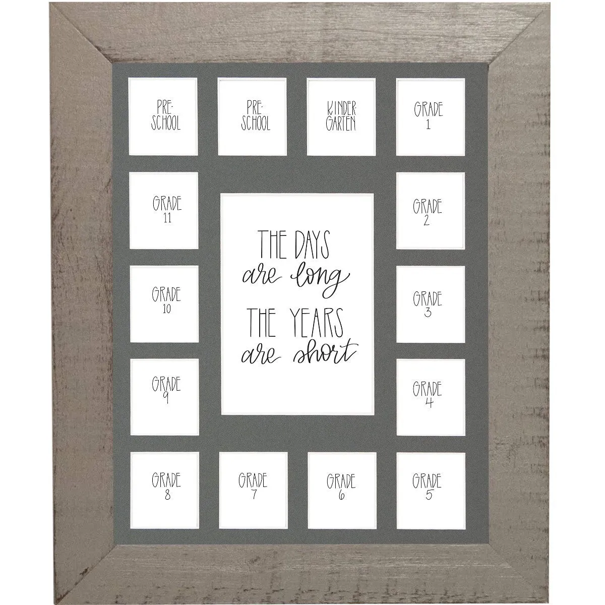 11x14 Grey School Picture Frame, Grey Mat