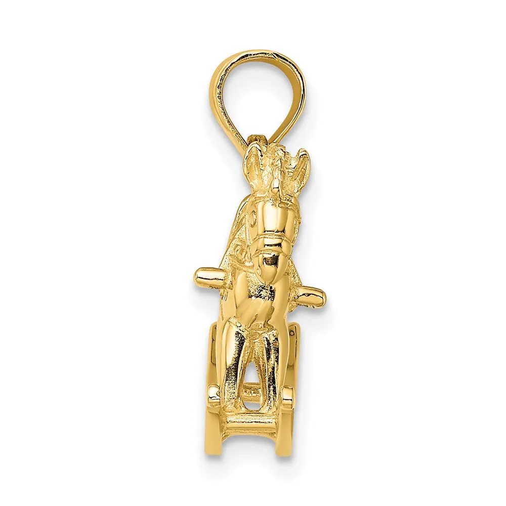 14K 3-D Playful Rocking Horse Charm