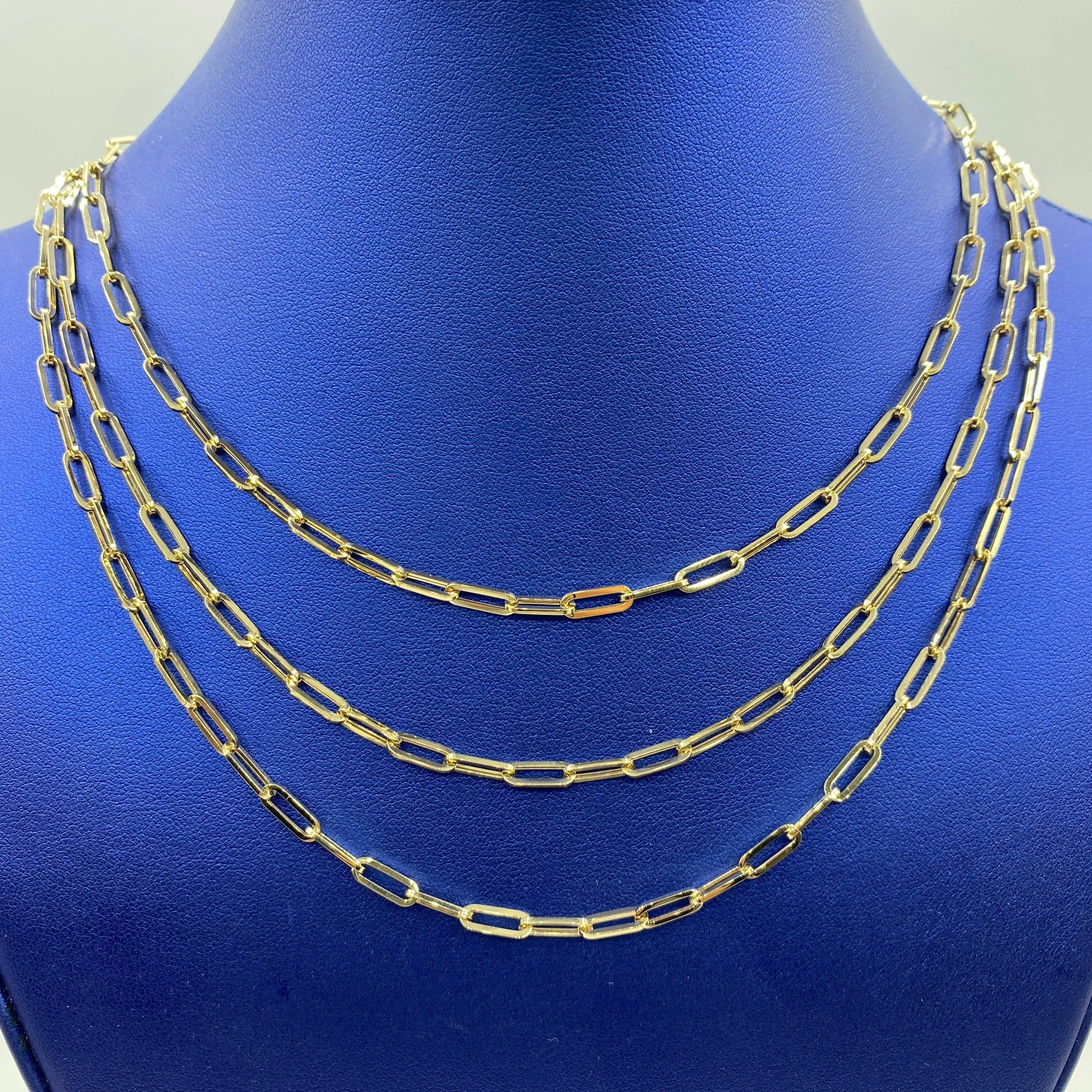 14K Gold 3.8MM Paper Clip Chain 16"-20"