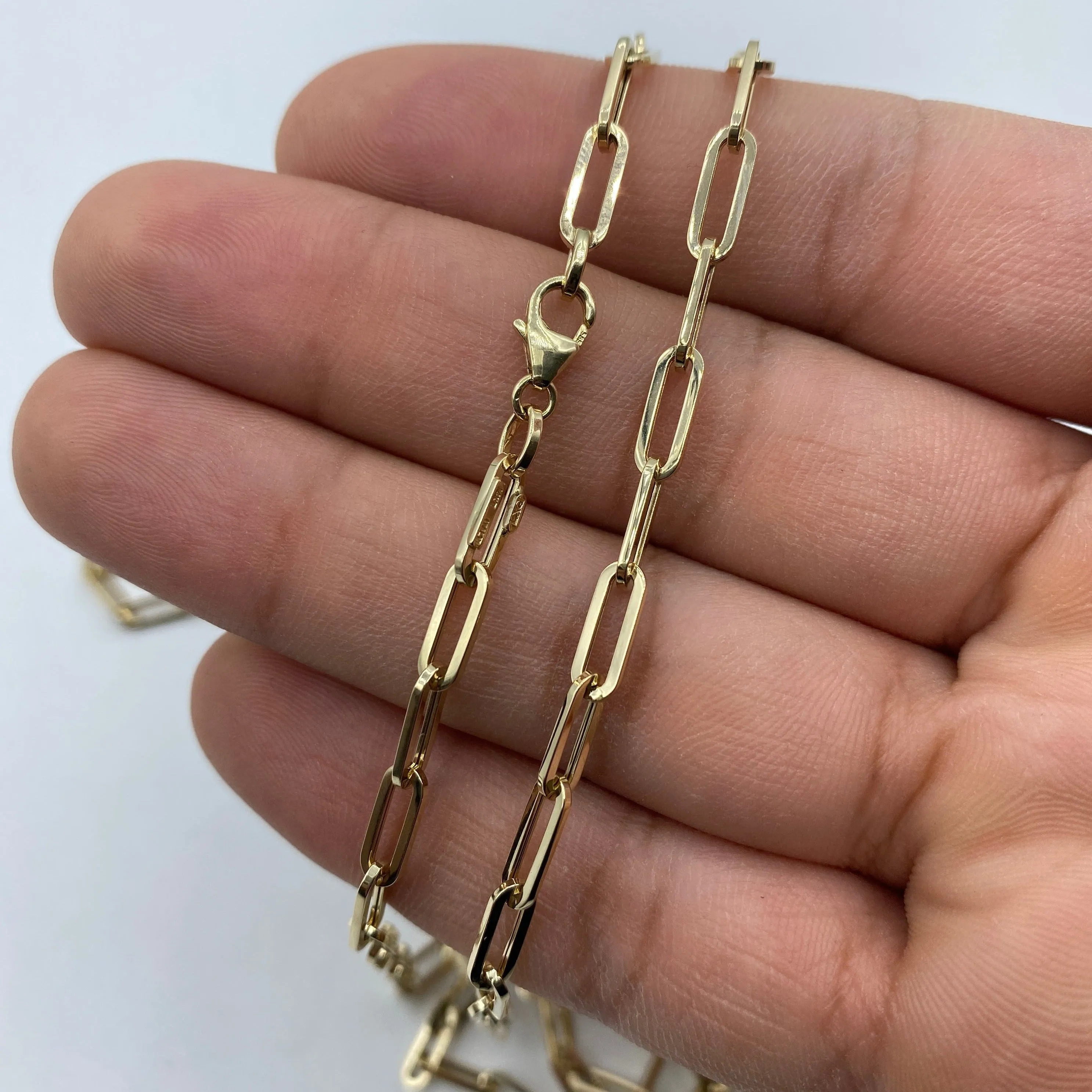 14K Gold 3.8MM Paper Clip Chain 16"-20"