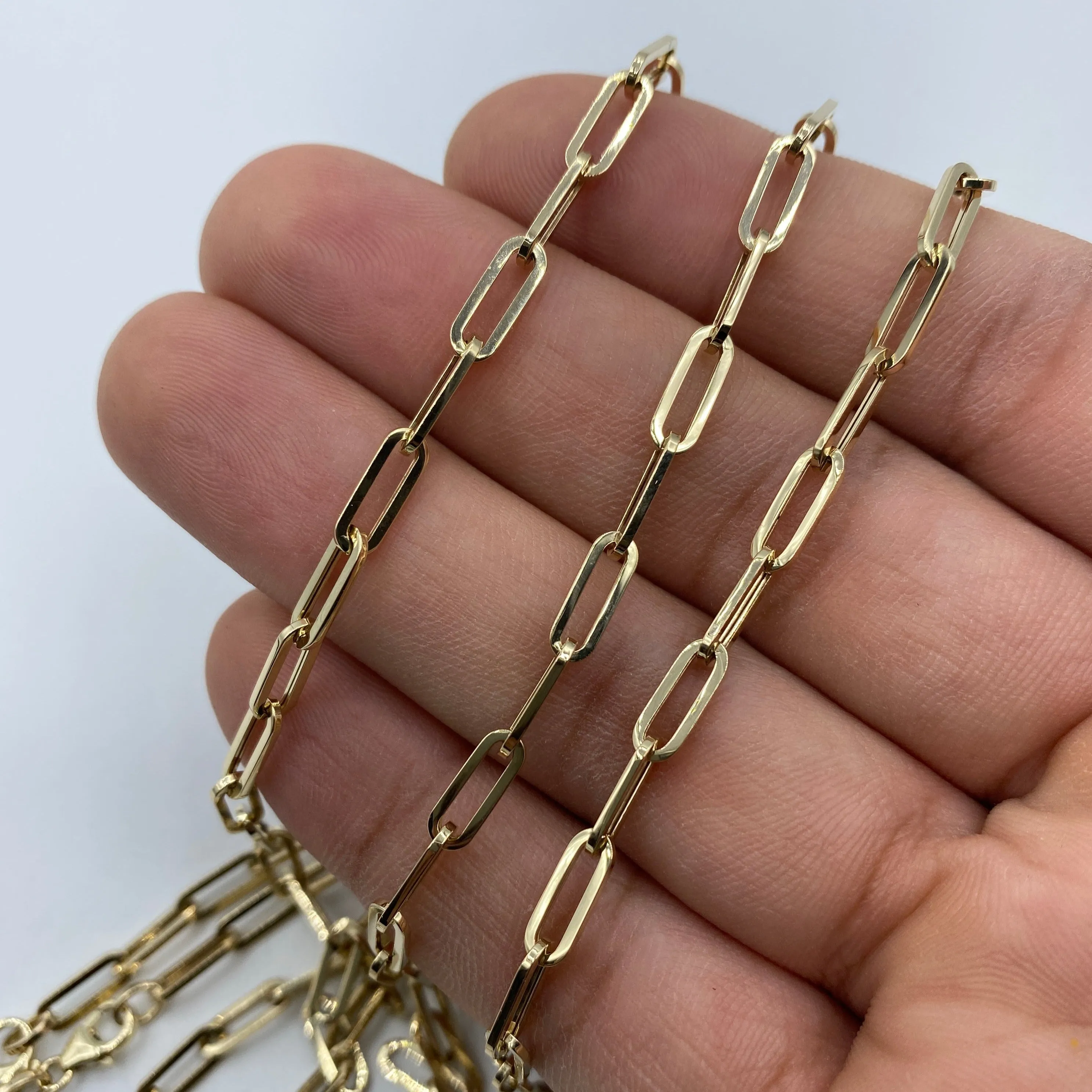 14K Gold 3.8MM Paper Clip Chain 16"-20"