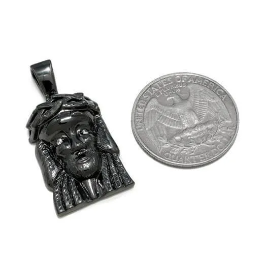 18K Black Gold Plated Jesus Piece 6 With Box Chain
