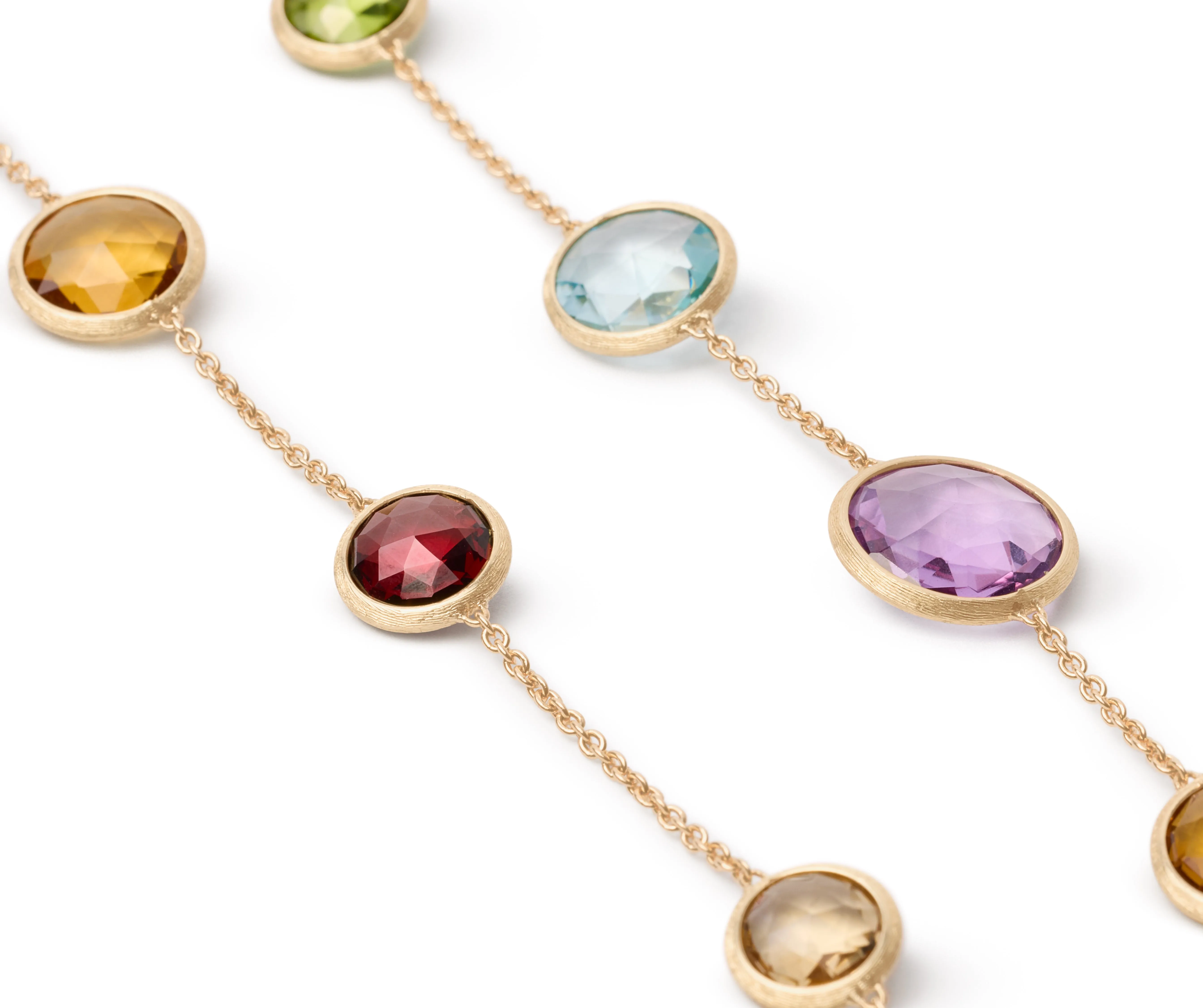 18K Yellow Gold Long Gemstone Necklace