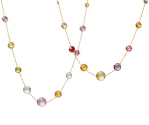 18K Yellow Gold Long Gemstone Necklace