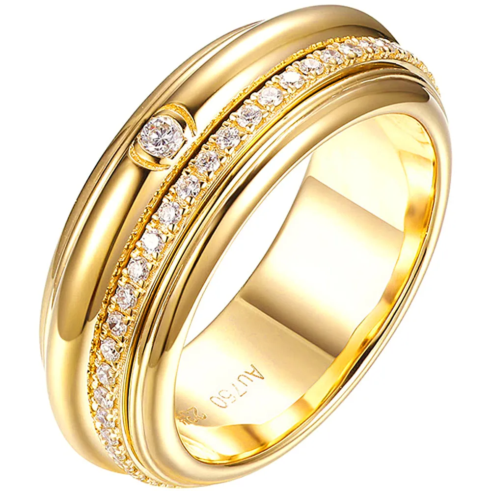 2 Layers Spinning Diamond Eternity Wedding Ring