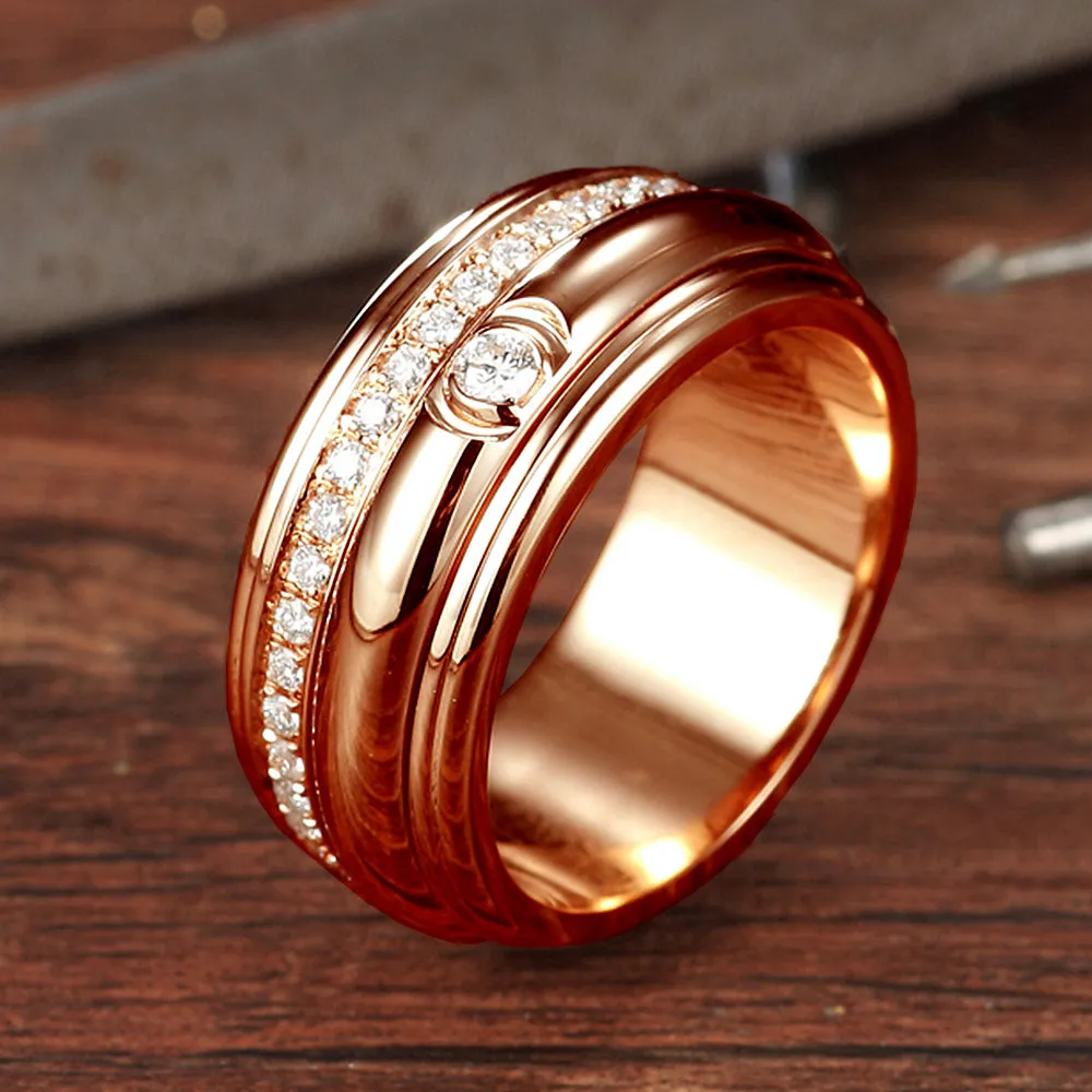 2 Layers Spinning Diamond Eternity Wedding Ring