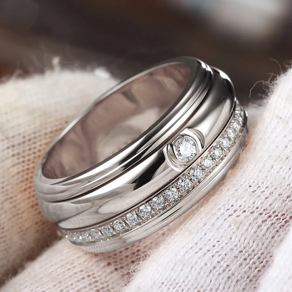 2 Layers Spinning Diamond Eternity Wedding Ring