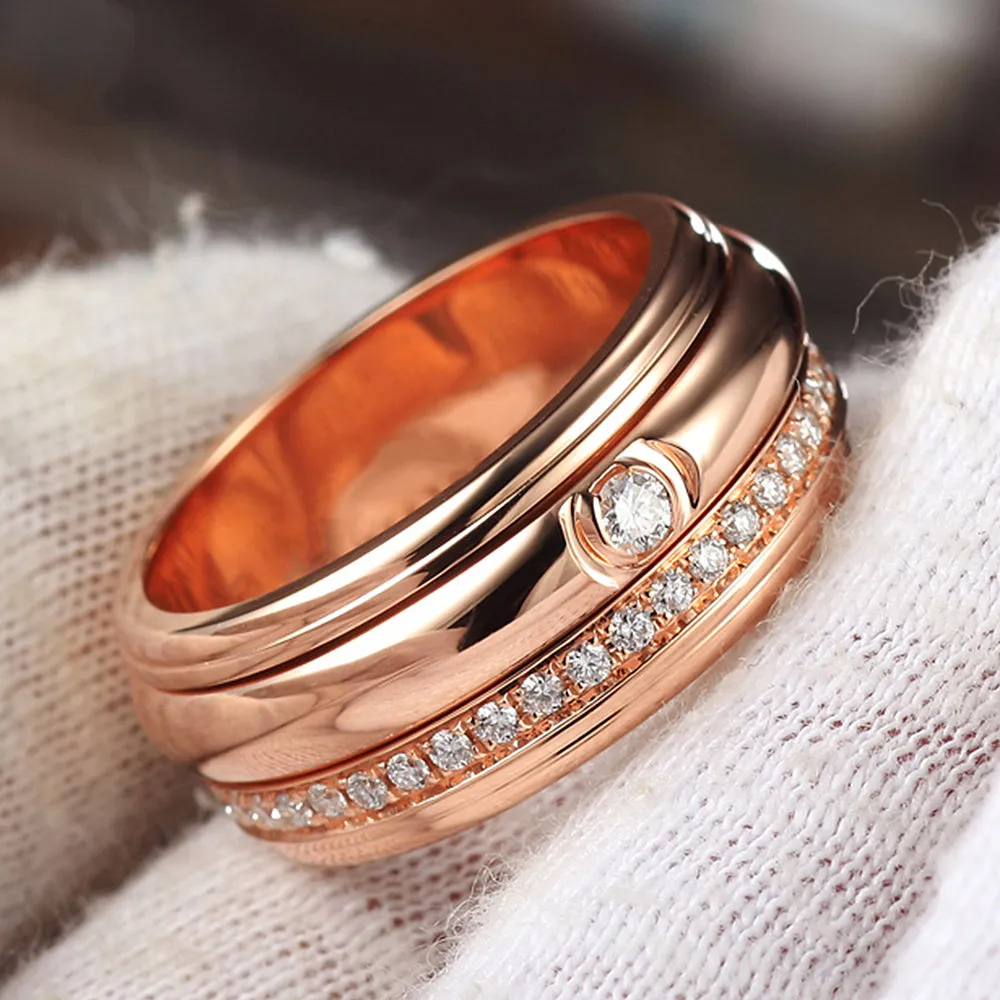 2 Layers Spinning Diamond Eternity Wedding Ring
