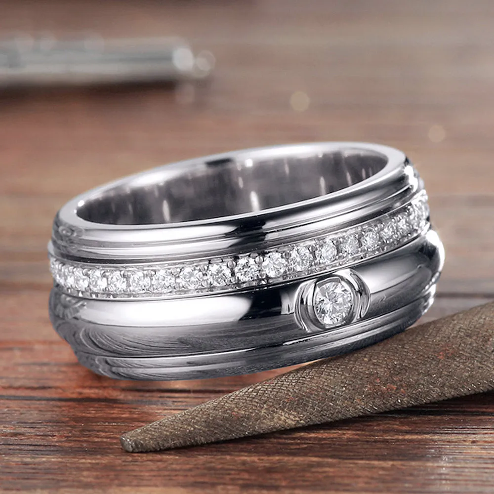 2 Layers Spinning Diamond Eternity Wedding Ring