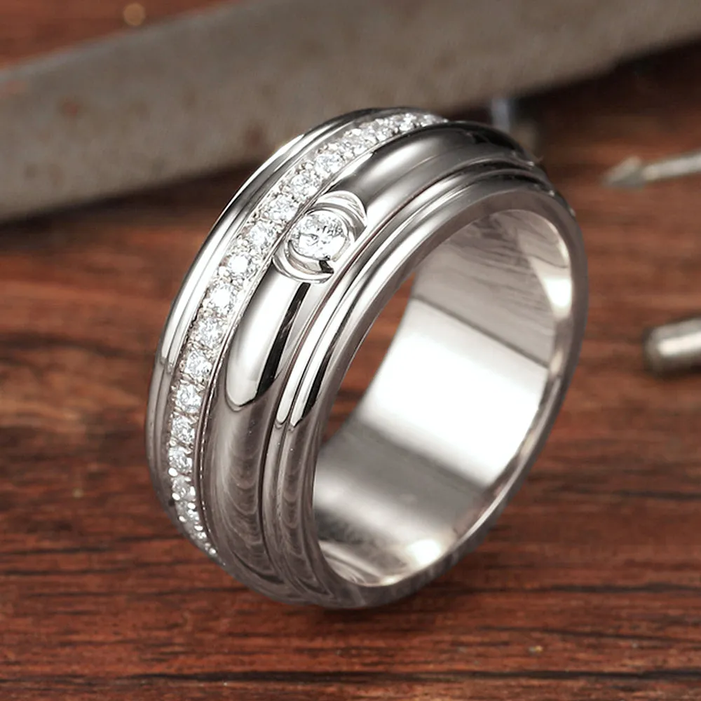 2 Layers Spinning Diamond Eternity Wedding Ring