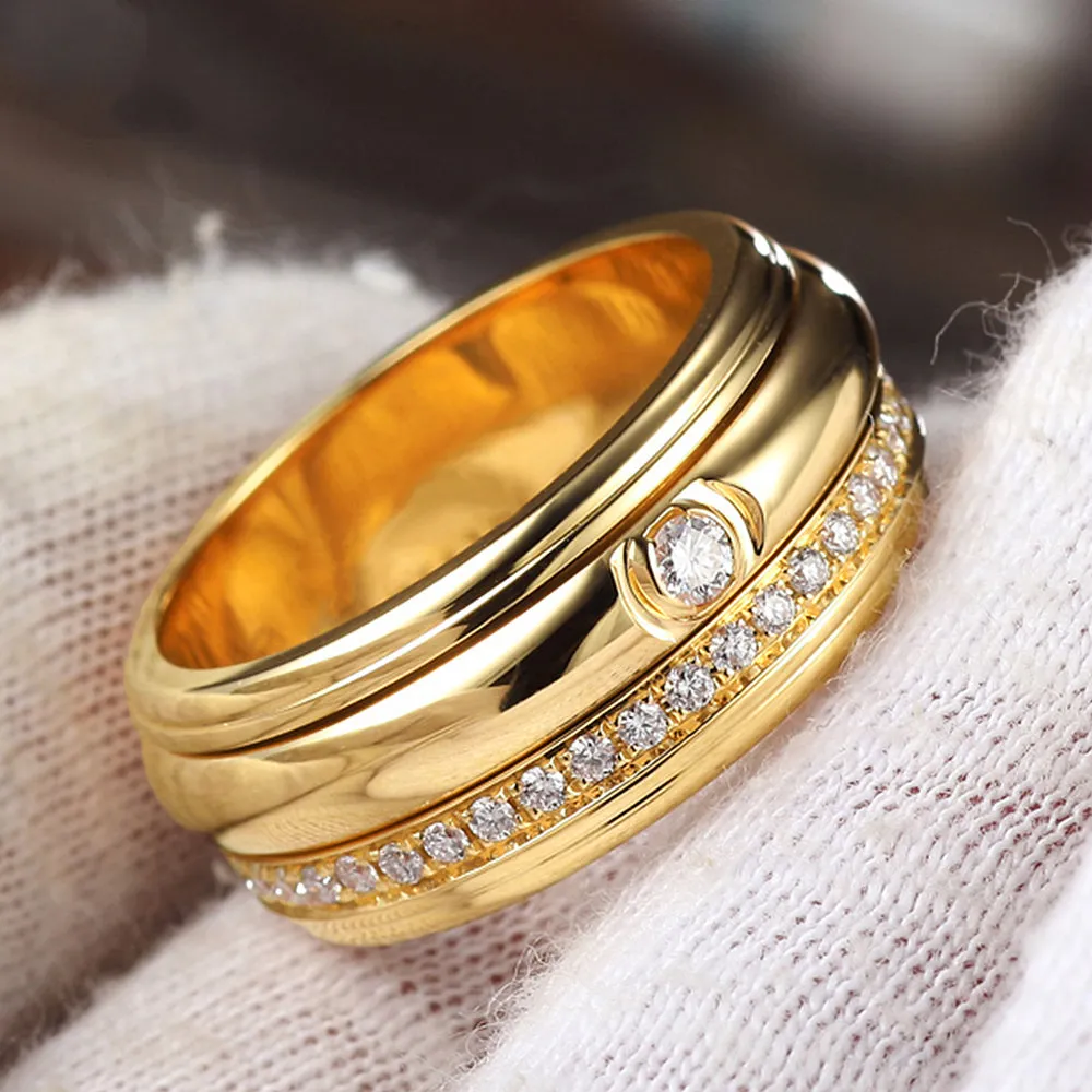 2 Layers Spinning Diamond Eternity Wedding Ring