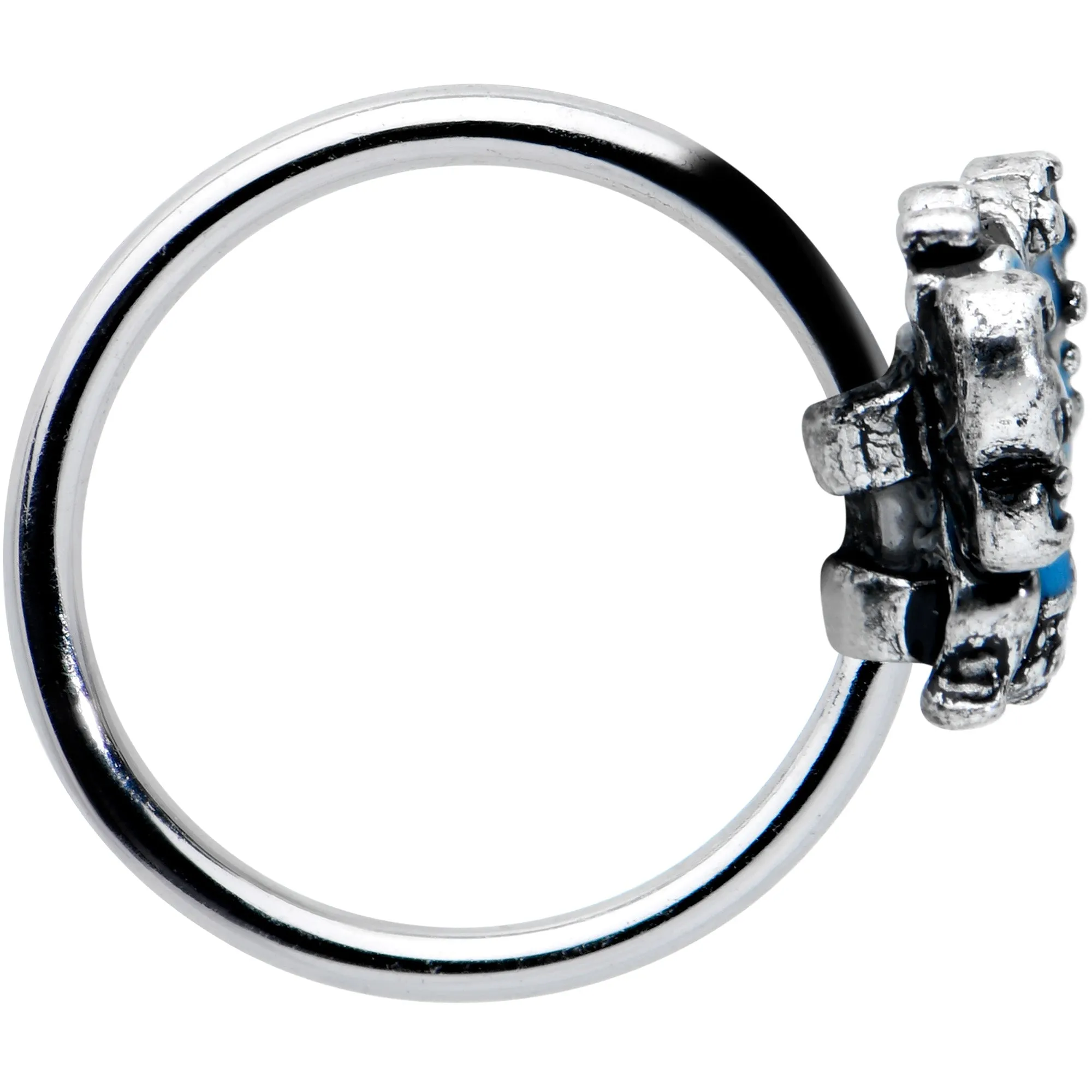 20 Gauge 5/16 Blue Textured Butterfly Nose Hoop