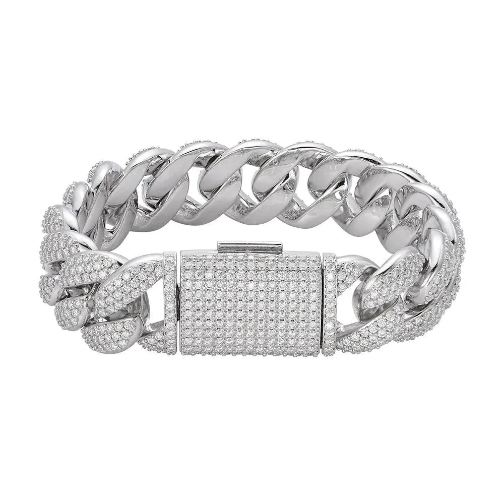 20mm MOISSANITE Miami Cuban Link Bracelet 925 Silver Icy Custom 8 Inch