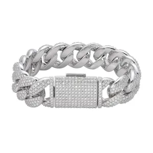 20mm MOISSANITE Miami Cuban Link Bracelet 925 Silver Icy Custom 8 Inch