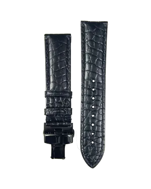 22mm Black Alligator Strap with PVD Deployant Buckle