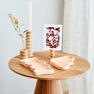 5mm Paper Ceramic Wave Tray Rectangle Peach