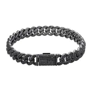 925 Silver 8mm Black Moissanite Miami Cuban 8" Men's Bracelet