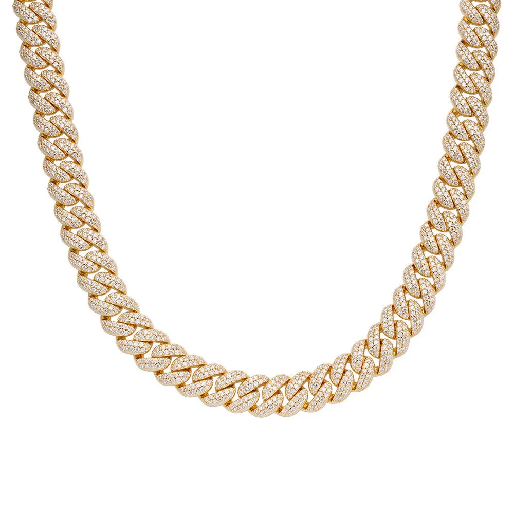 925 Silver Moissanite 8mm Miami Cuban 22 Inch Mens Chain Necklace
