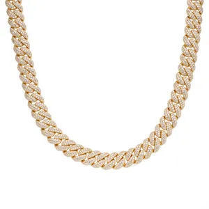 925 Silver Moissanite 8mm Miami Cuban 22 Inch Mens Chain Necklace