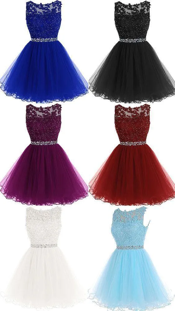 A-Line Sleeveless Beads Tulle Short Colorful Free Custom Junior Homecoming Dresses, BD00231