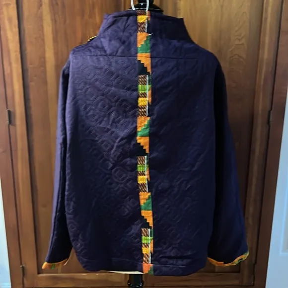 African Print Purple Jacket with Button Detail
