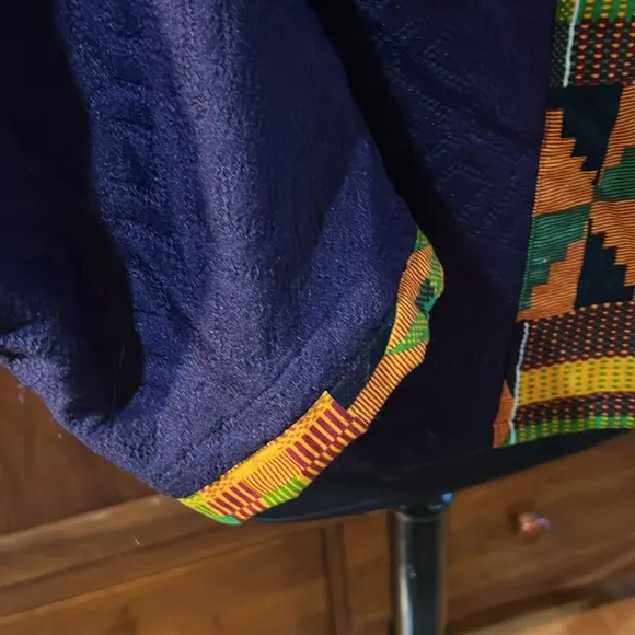 African Print Purple Jacket with Button Detail