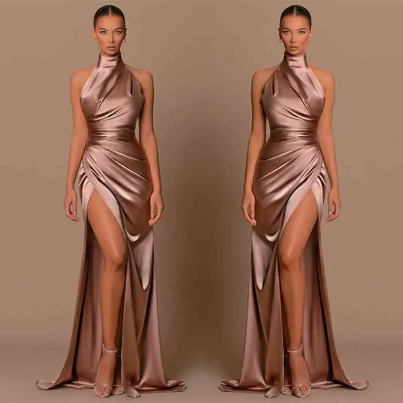 Amazing High Neck Sleeveless Prom Dress Mermaid Long Split