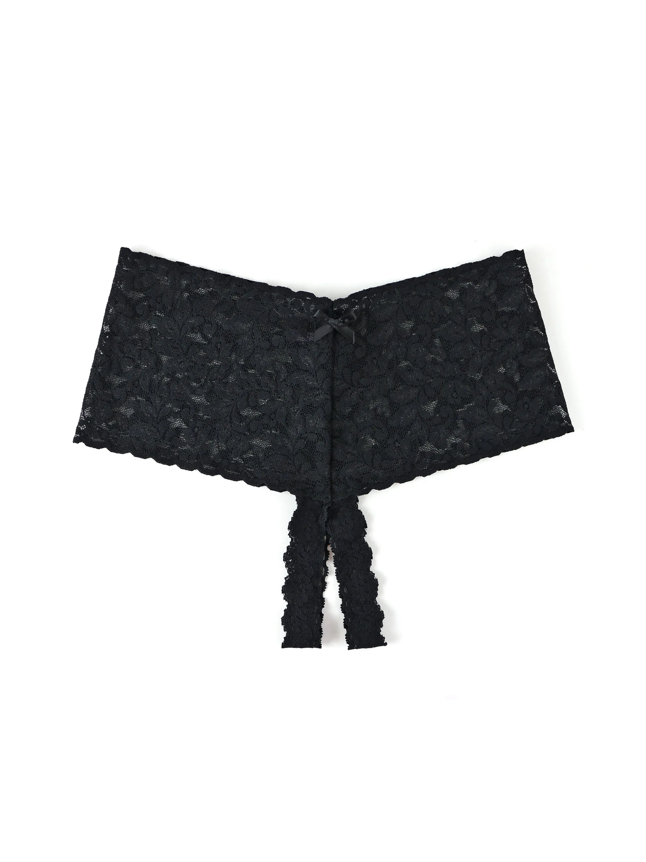 &oh™ Retro Lace Crotchless Thong Black