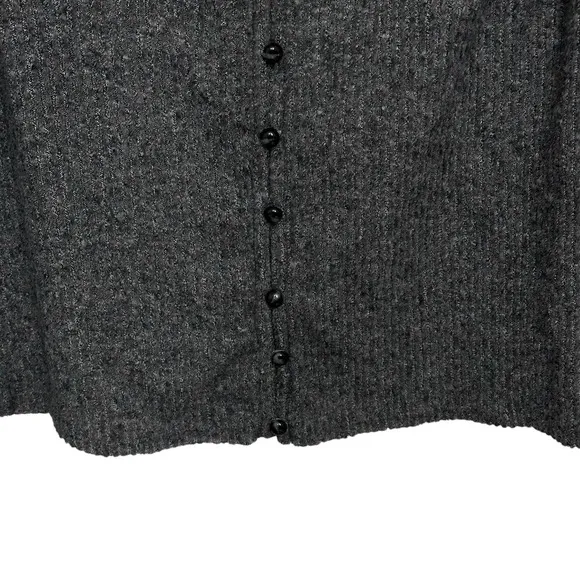 Anthropologie Gray Rib Knit Button Front Cardigan Sweater Shirt Womens Size XL