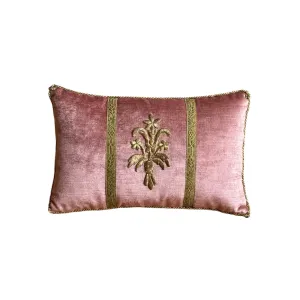 Antique Ottoman Empire Gold Metallic Embroidery on Dusty Rose Velvet (#E090524A&B | 10x 16")