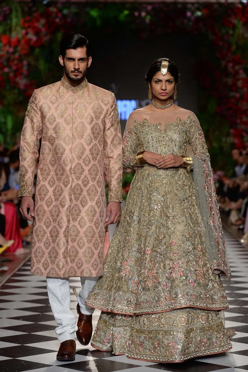 Asian Walima Dress for Bride in Mint Green Color #C2081
